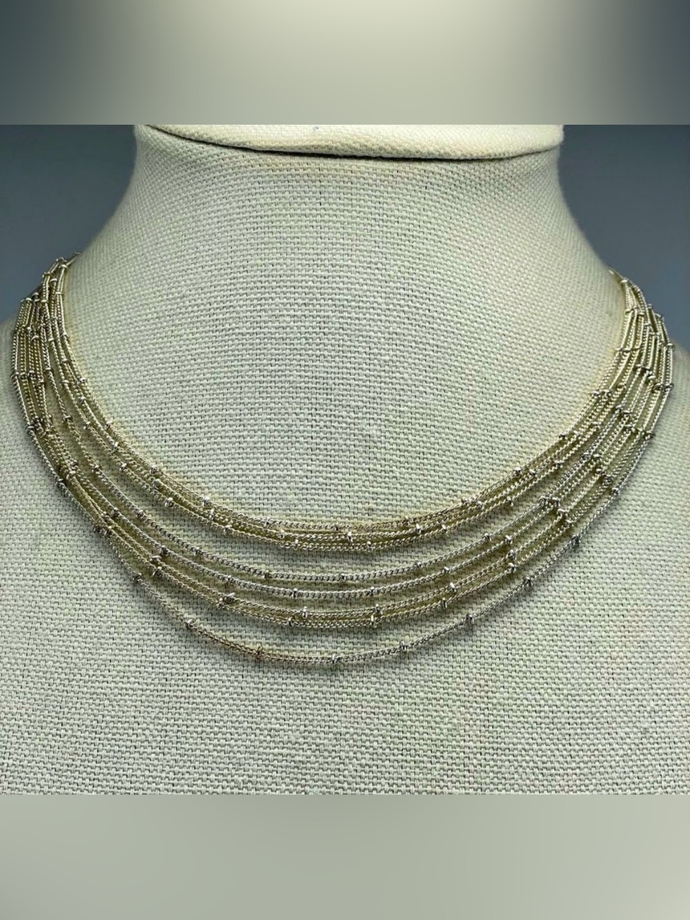 Gloria Vanderbilt Silver Ball Beaded Chain Multi Layer Chain Necklace Statement